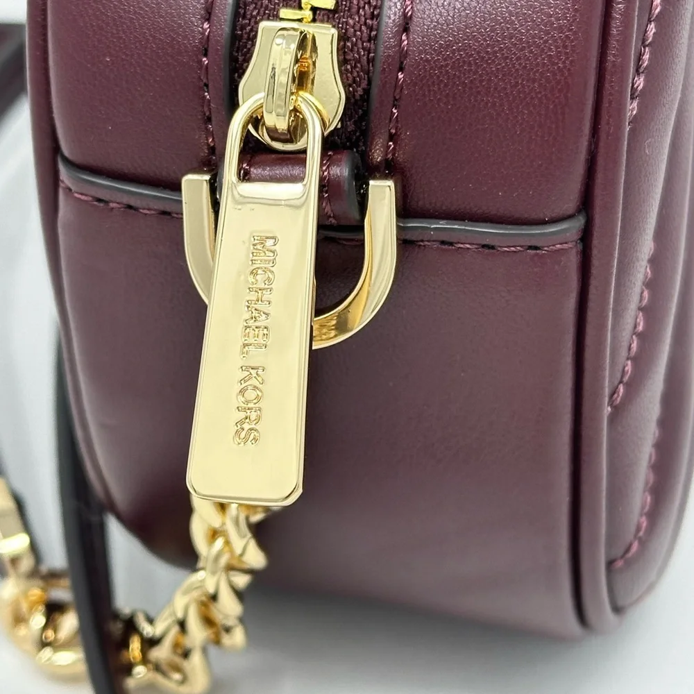 Michael Kors Rose small‎ quilted crossbody Bag with Gold Chain in Merlot